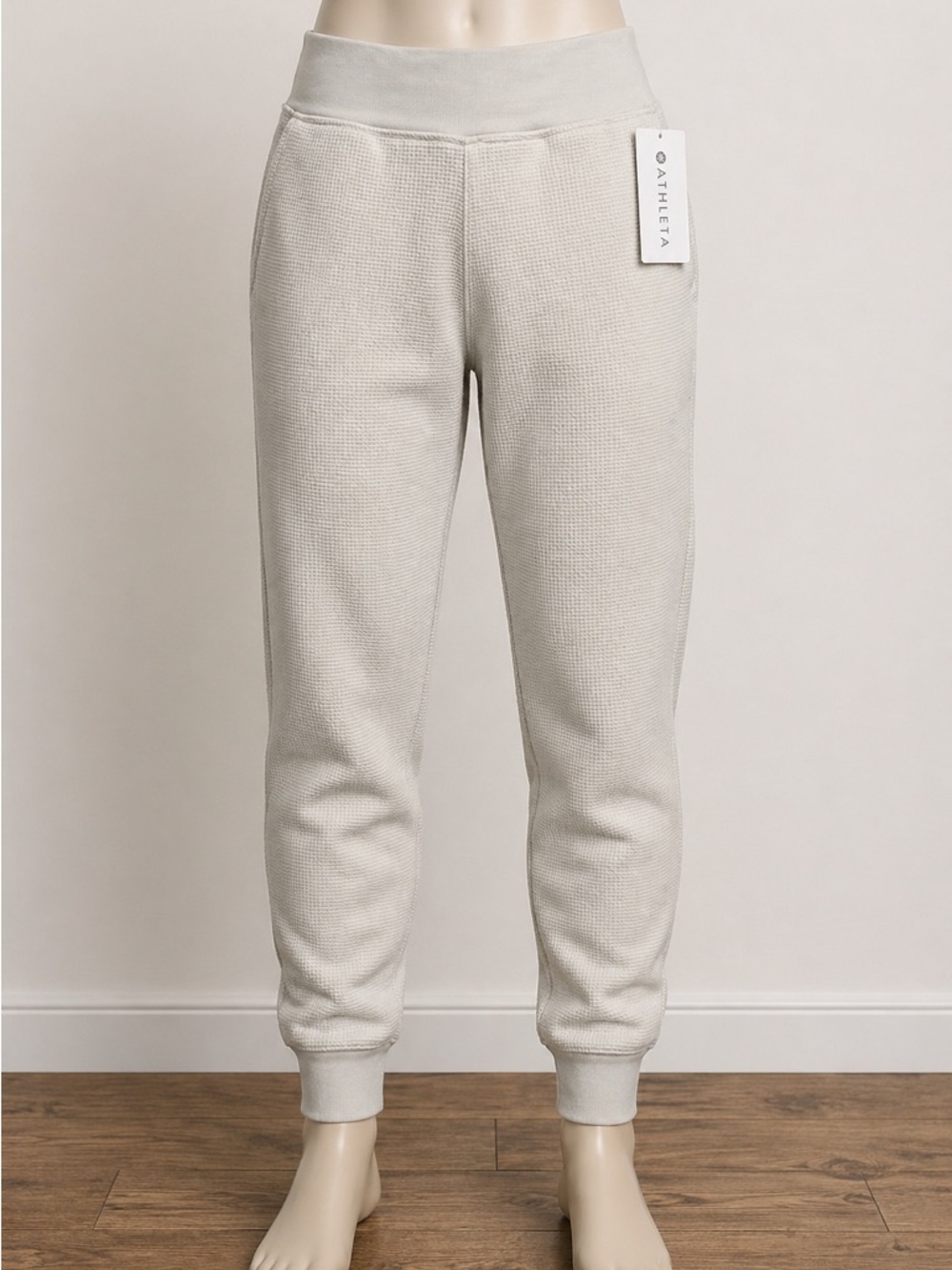 Athleta Cream/Ivory Waffle-Knit Women’s Large. NWT. Lounge joggers with pockets